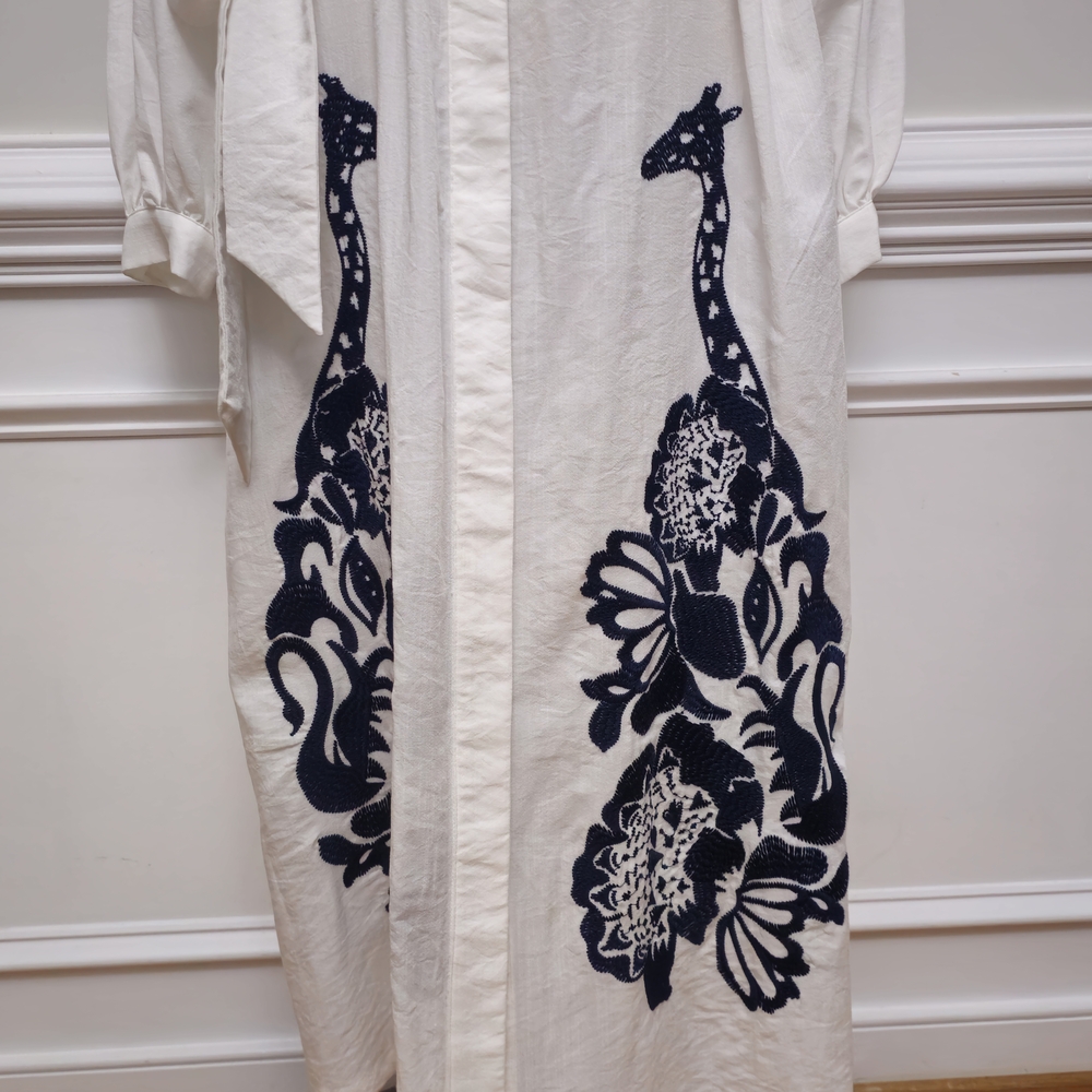 Eloquii Ivory Maxi Dress with Navy Giraffe Floral Motif - Picture 14 of 14